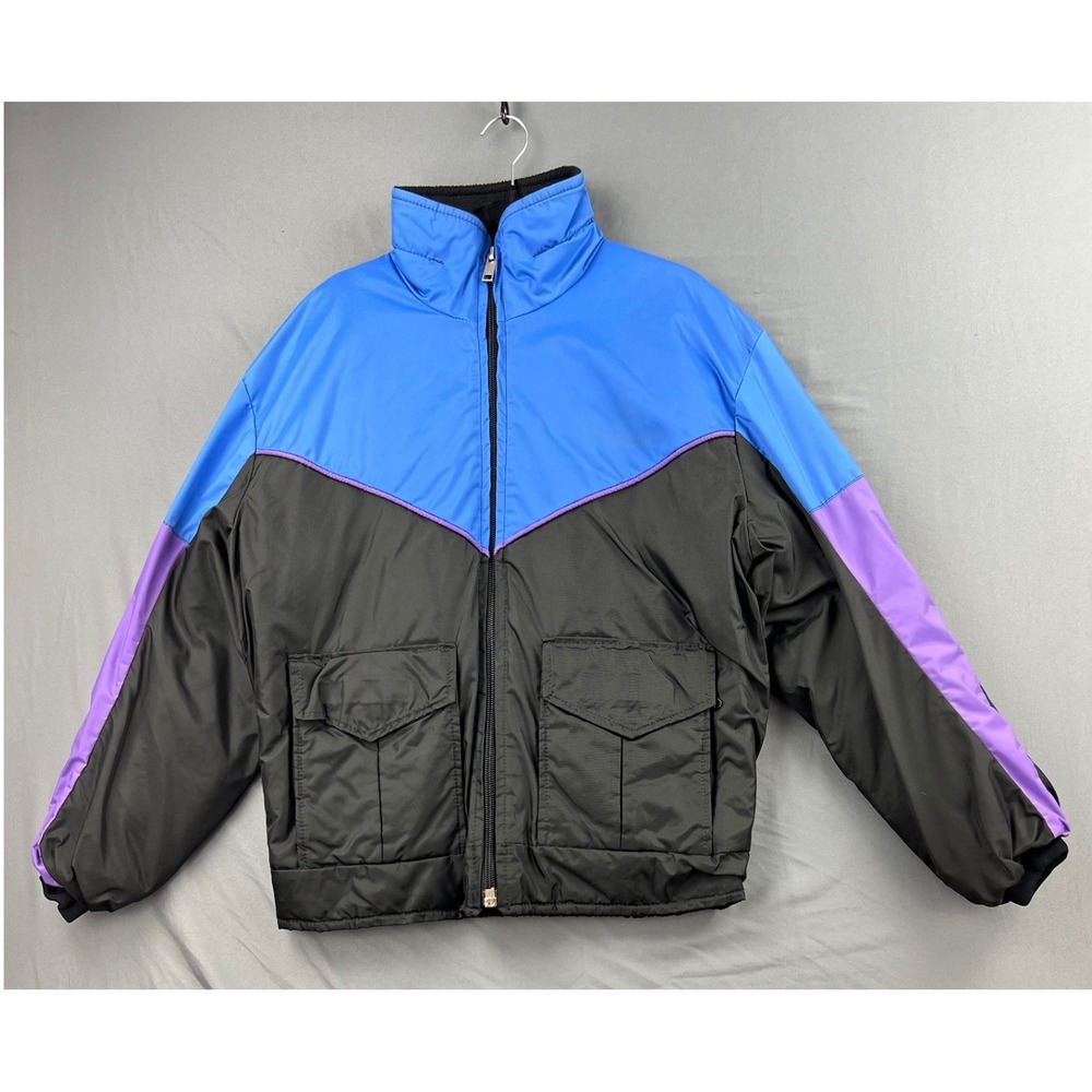Sno Rider Puffer Jacket Mens Large Vintage Thinsulate Blue Black Purple USA